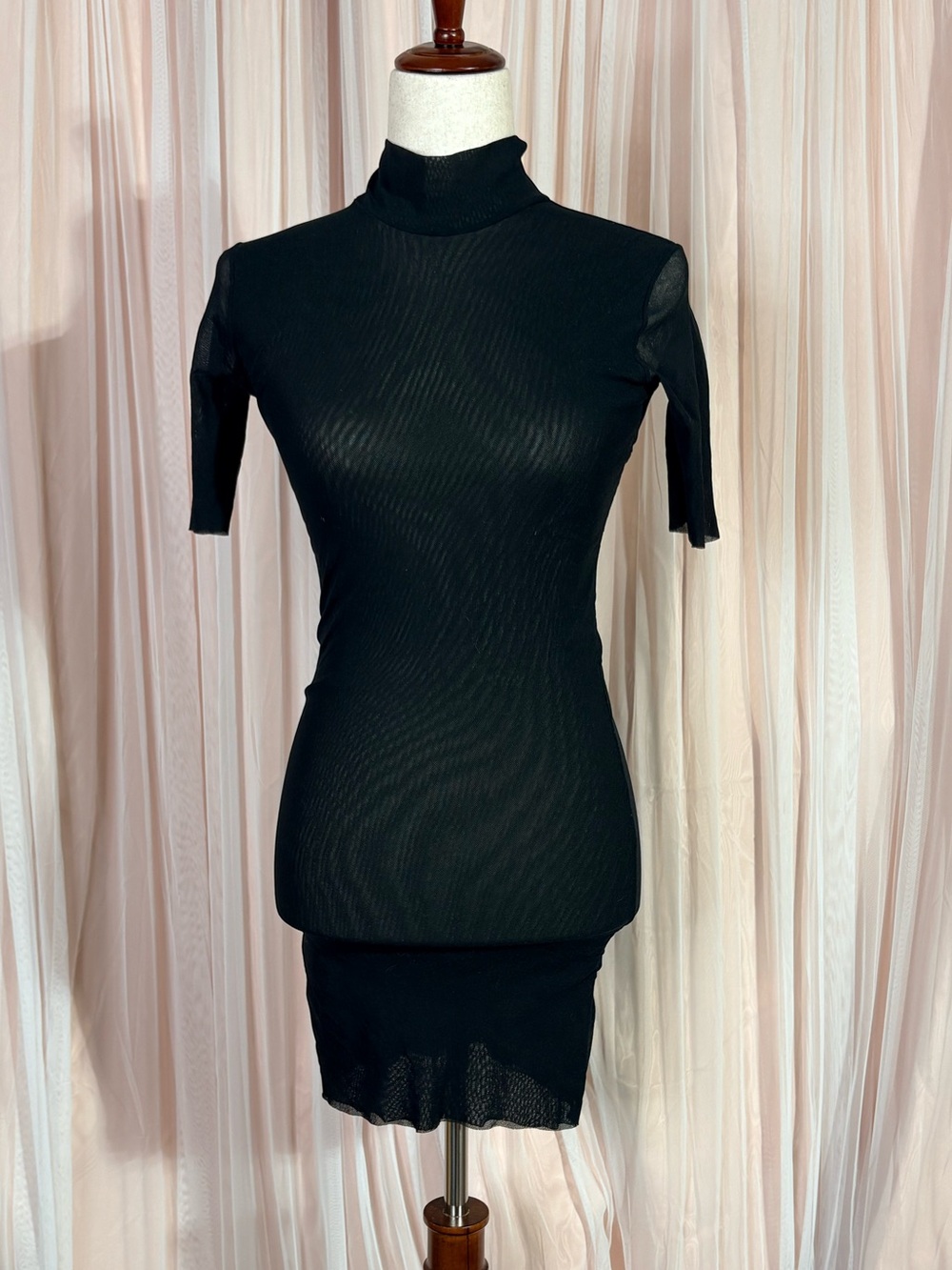Cache Black Mini Dress with Mock Neck